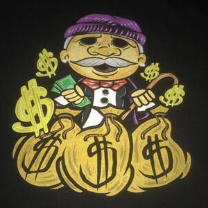 MONOPOLY Character Fully Loaded Hoodie Oversized Pouch Pocket small flaw Size M